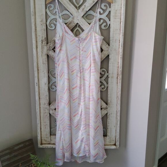 New BGBGeneration Women's Pastel Chevron Print Slip Midi Dress - Picture 9 of 12